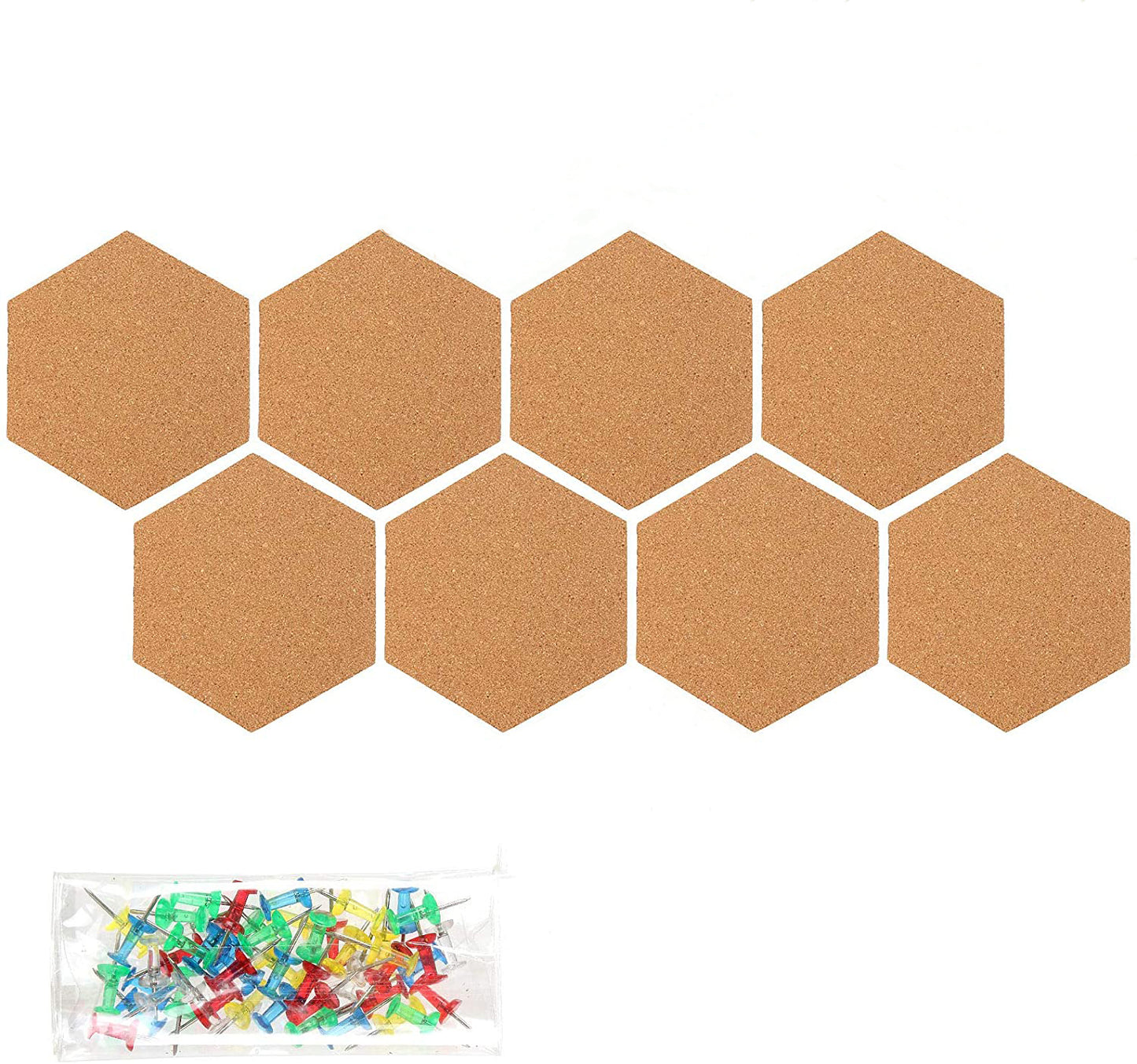 Hexagon Wall Bulletin Boards 8 pcs with 20 Push Pins