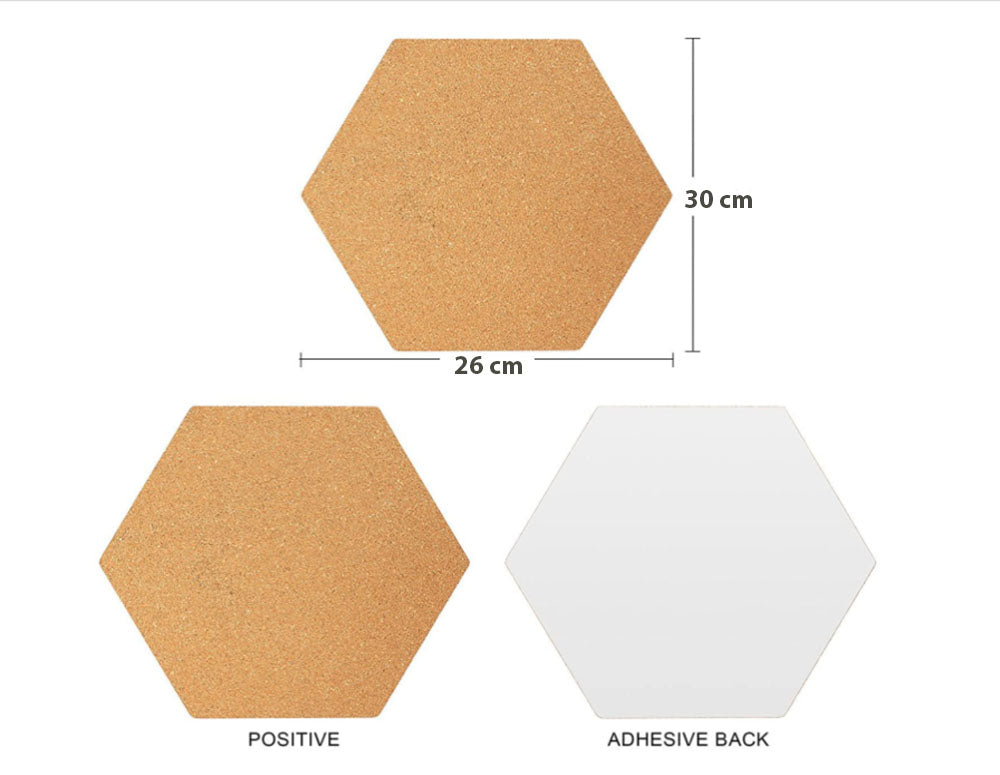 Hexagon Wall Bulletin Boards 8 pcs with 20 Push Pins