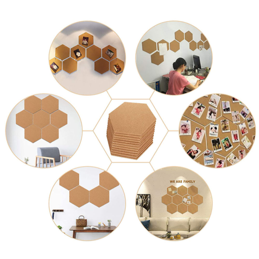 Hexagon Wall Bulletin Boards 8 pcs with 20 Push Pins