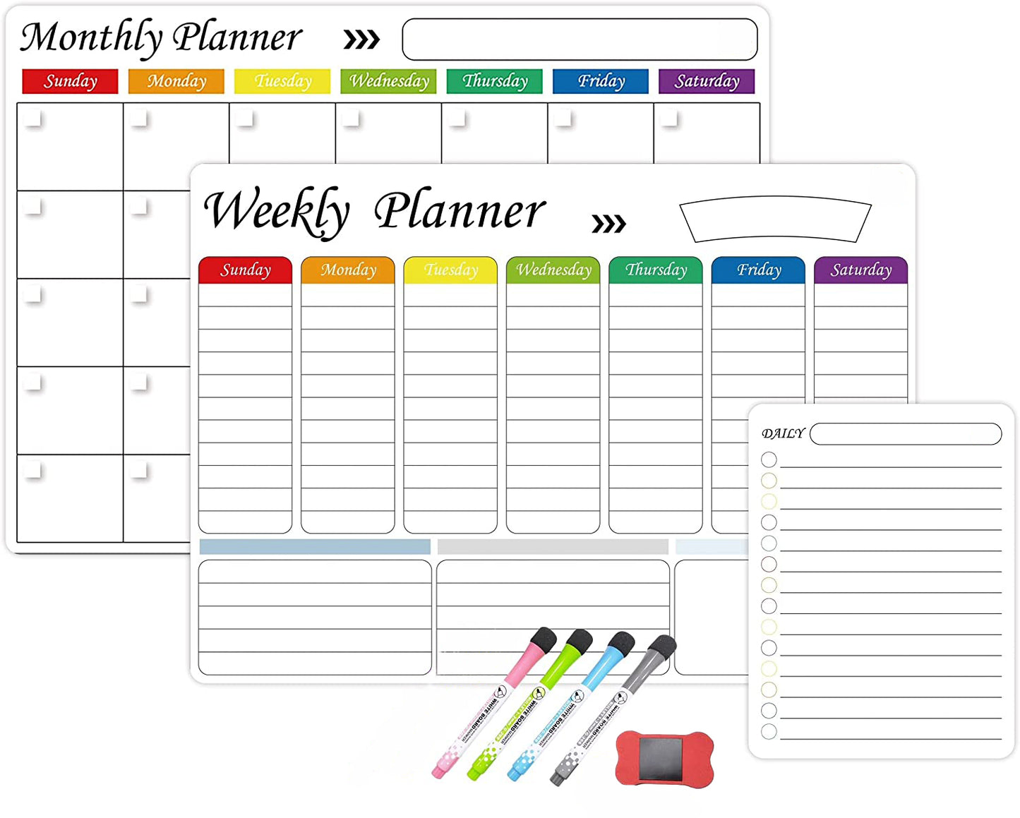 Magnetic Whiteboard Calendar Planner 3 Pcs Set